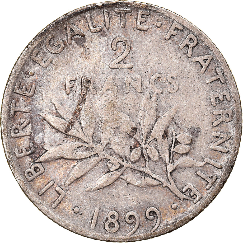 Moneta, Francia, Semeuse, 2 Francs, 1899, Paris, MB, Argento, KM:845.1