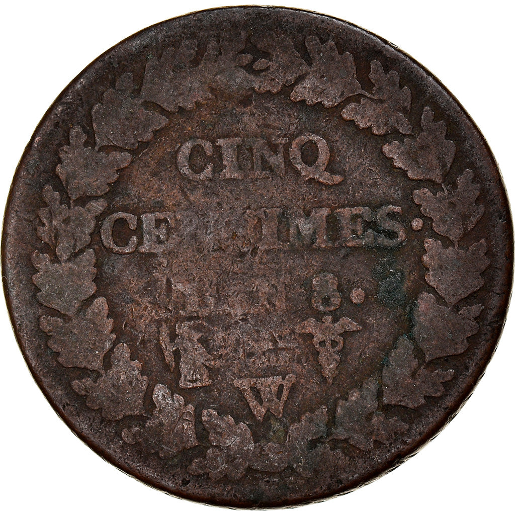 Moneda, Francia, Dupré, 5 Centimes, Louis Théophile François Lepage, AN 8