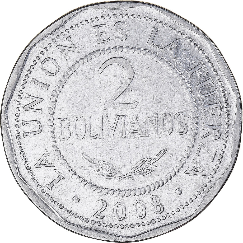 Coin, Bolivia, 2 Bolivianos, 2008