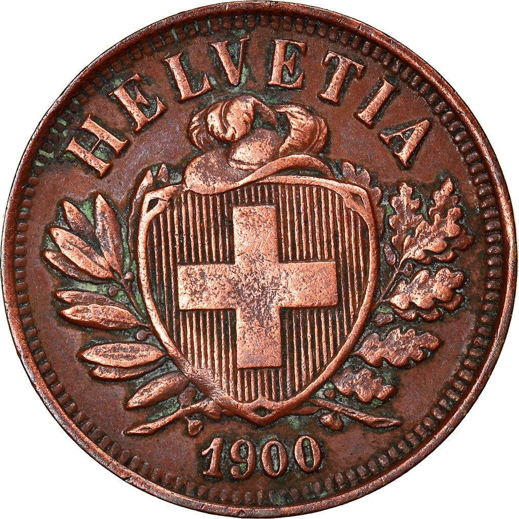 Coin, Switzerland, 2 Rappen, 1900, Bern, EF(40-45), Bronze, KM:4.2
