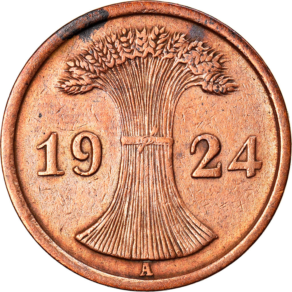 Coin, GERMANY, WEIMAR REPUBLIC, 2 Reichspfennig, 1924, Berlin, VF(20-25)