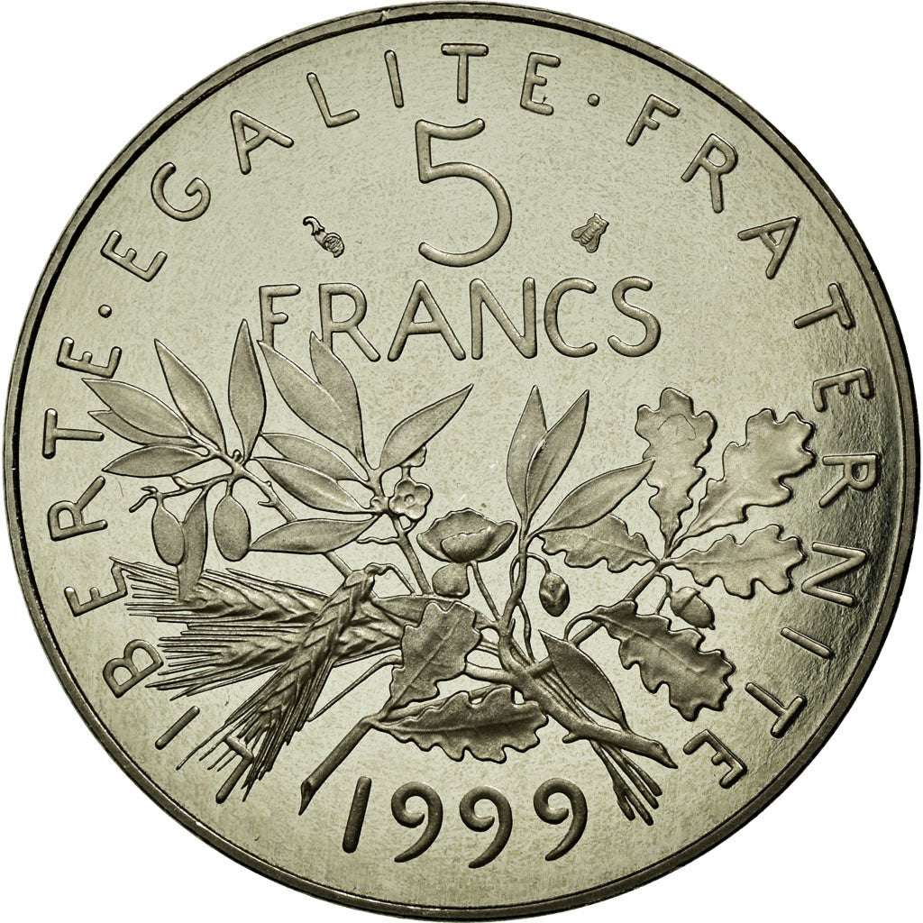 Monnaie, France, Semeuse, 5 Francs, 1999, FDC, Nickel Clad Copper-Nickel