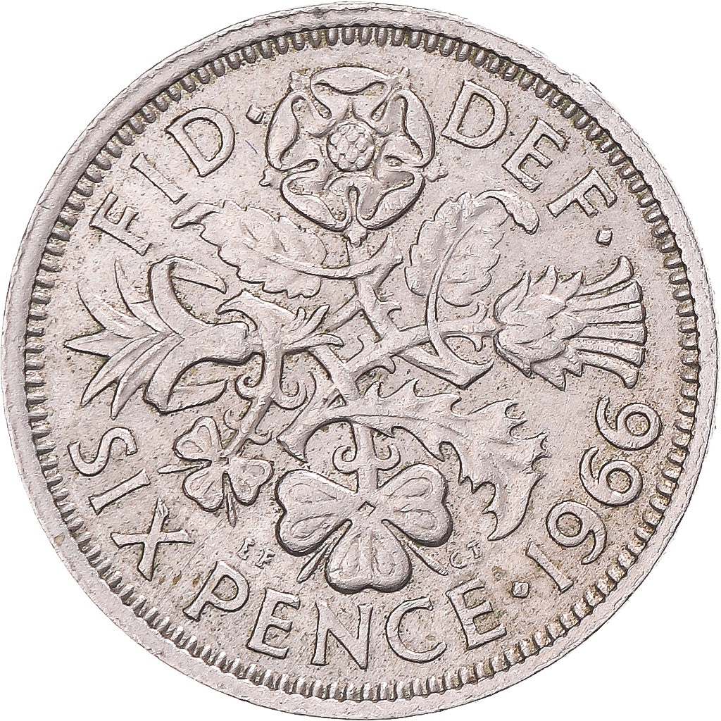 Monnaie, Grande-Bretagne, 6 Pence, 1966