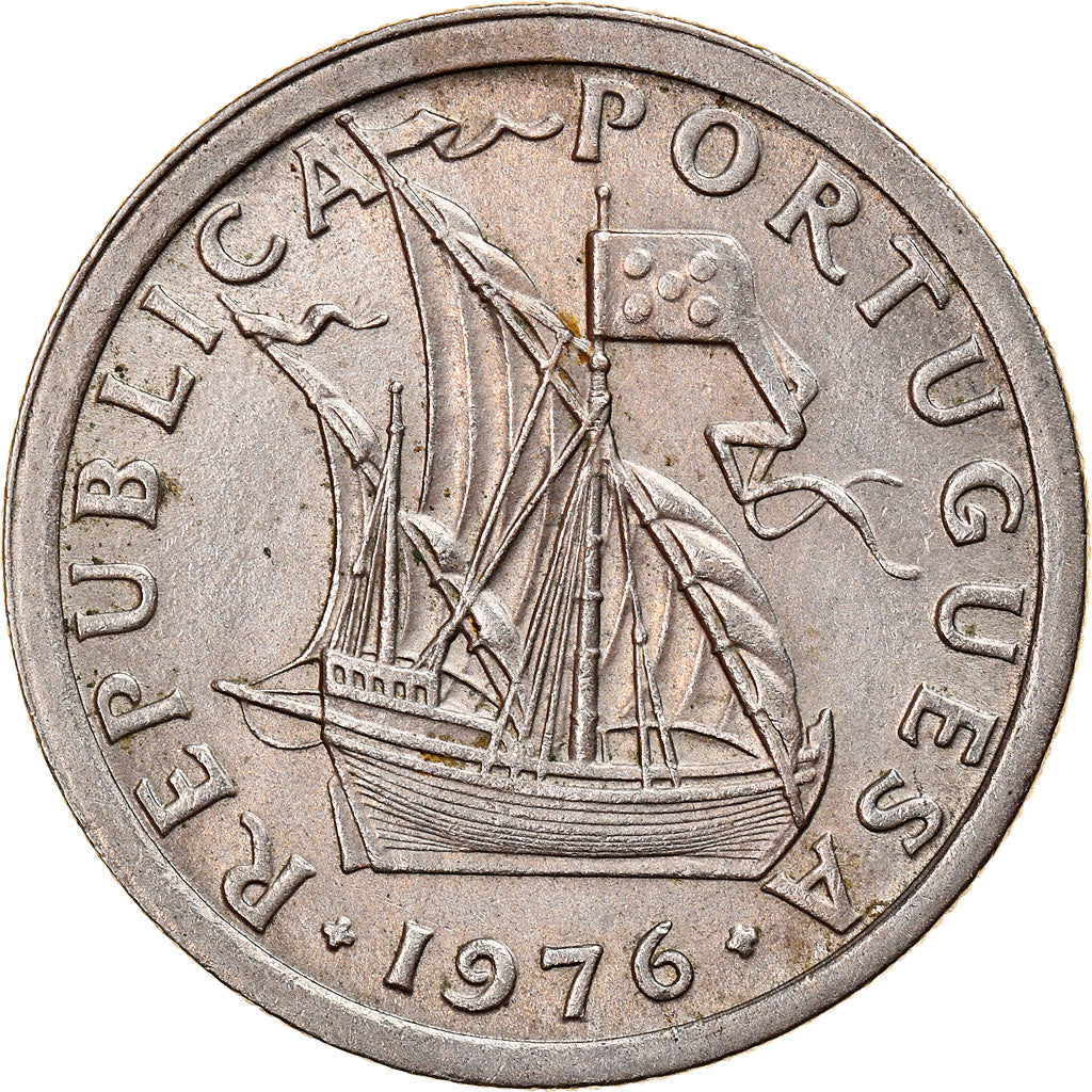 Coin, Portugal, 2-1/2 Escudos, 1976, Lisbon, EF(40-45), Copper-nickel, KM:590