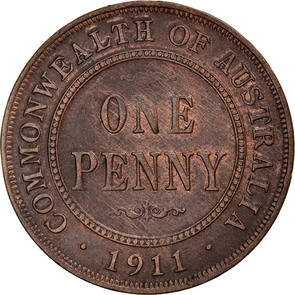 Moneda, Australia, George V, Penny, 1911, BC+, Bronce, KM:23