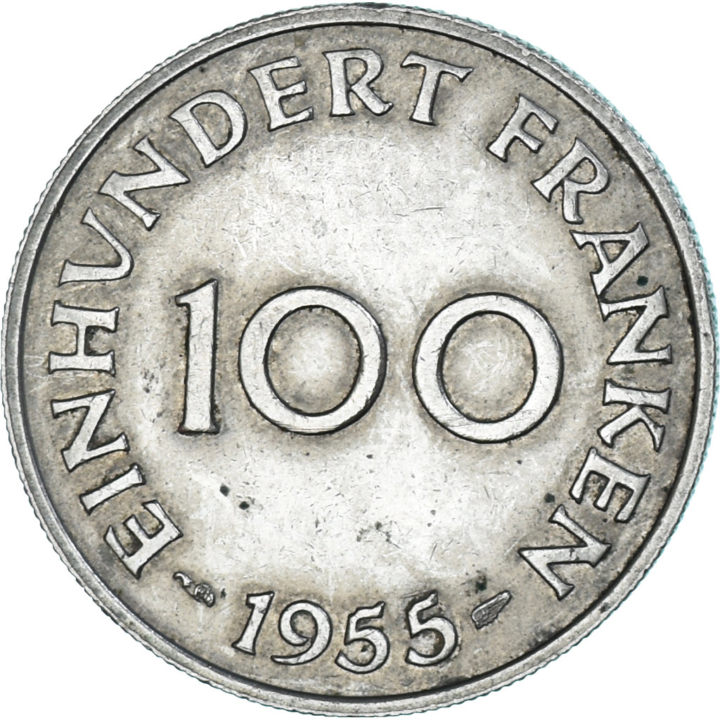 Coin, SAARLAND, 100 Franken, 1955