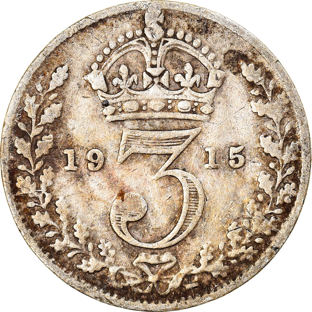Coin, Great Britain, George V, 3 Pence, 1915, VF(30-35), Silver, KM:813