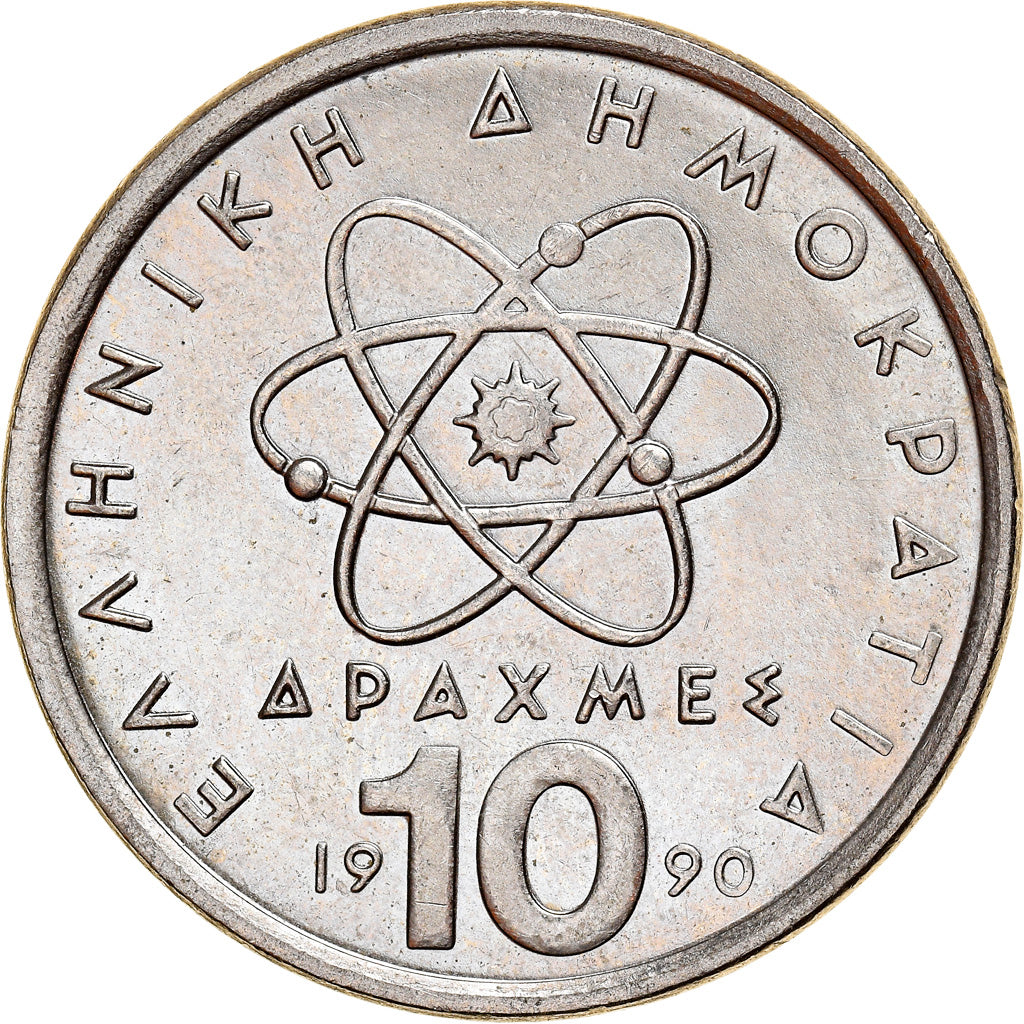 Coin, Greece, 10 Drachmes, 1990, Athens, MS(63), Copper-nickel, KM:132