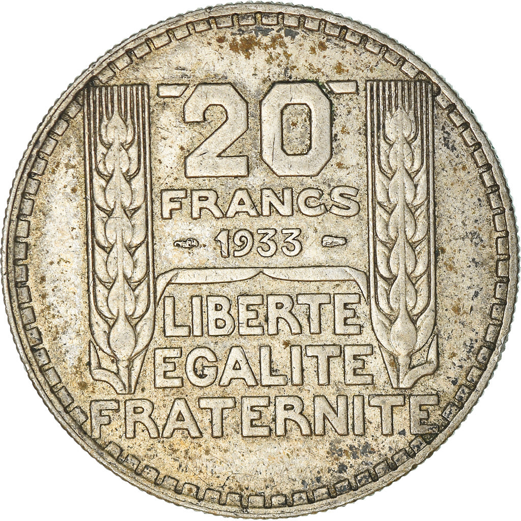 Moeda, França, Turin, 20 Francs, 1933, Paris, EF(40-45), Prata, KM:879