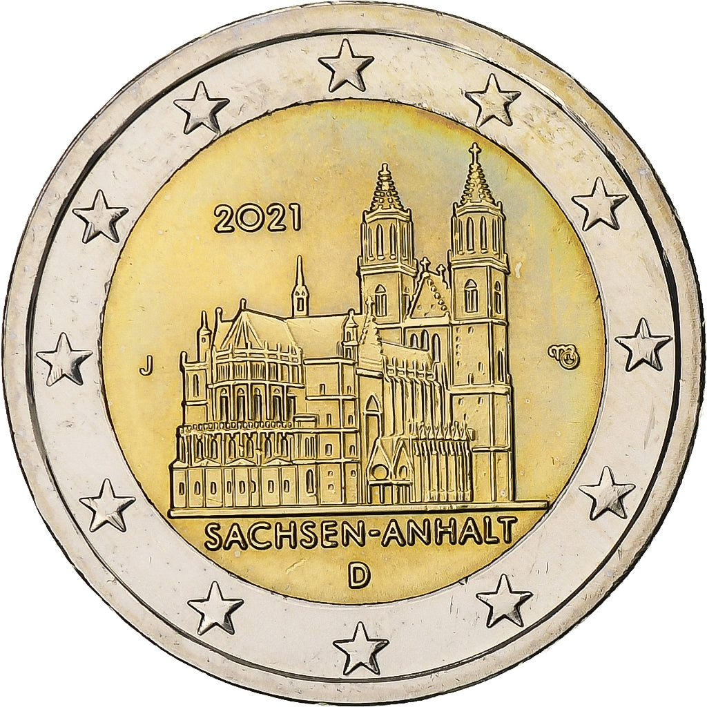 Allemagne, 2 Euro, Sachsen, 2021, Hamburg, Bimétallique, SPL