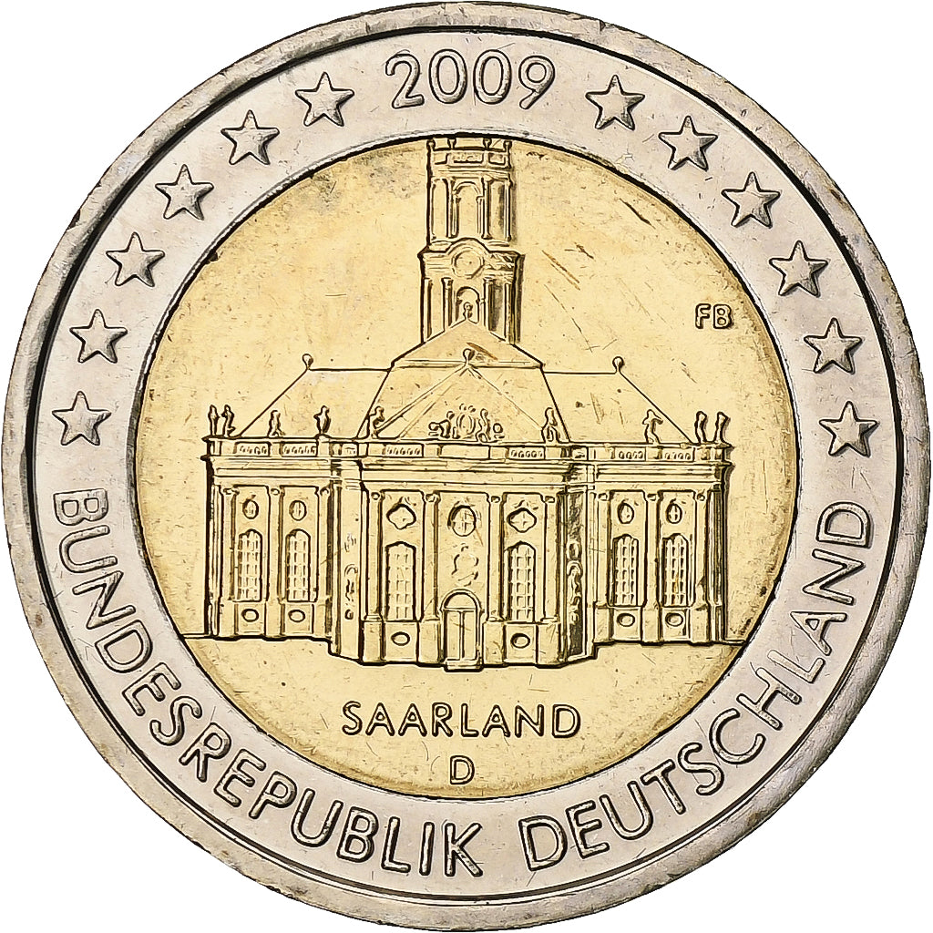Germania, 2 Euro, Saarland, 2009, Munich, Bi-metallico, SPL, KM:276