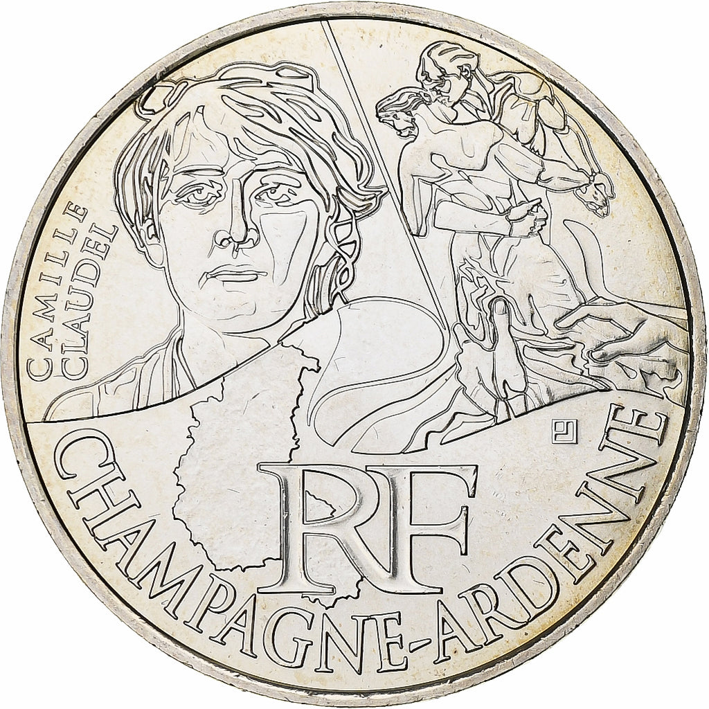 Francja, 10 Euro, Champagne-Ardenne, 2012, Srebro, MS(63), KM:1869