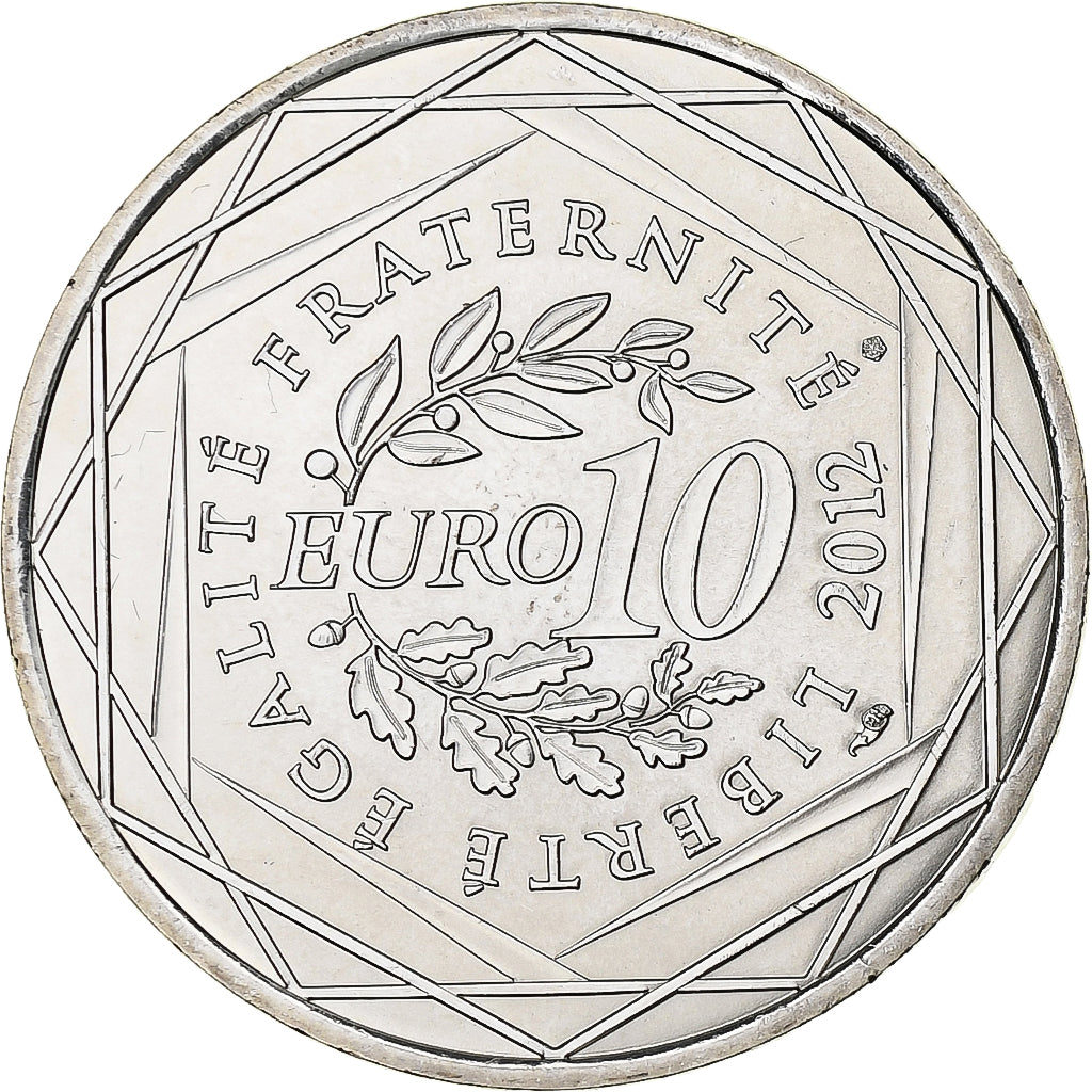 Francja, 10 Euro, Champagne-Ardenne, 2012, Srebro, MS(63), KM:1869