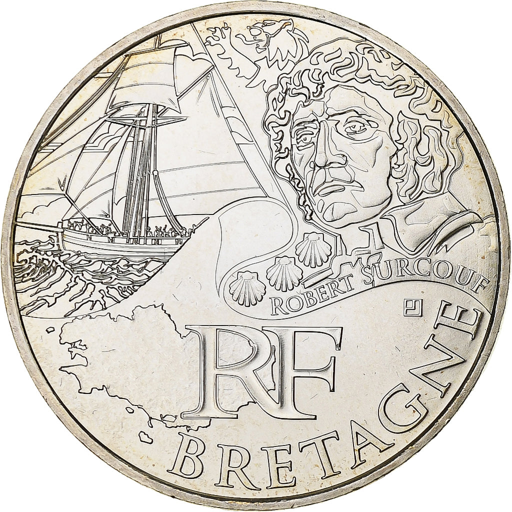 Francja, 10 Euro, Bretagne, 2012, Srebro, MS(63), KM:1866