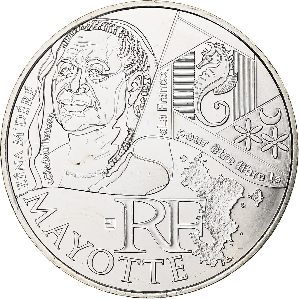 Francia, 10 Euro, Mayotte, 2012, Argento, SPL, KM:1862