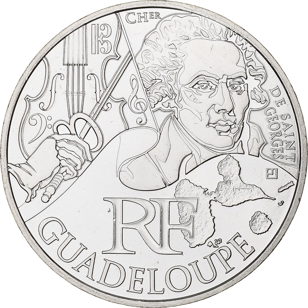 France, 10 Euro, Guadeloupe, 2012, Argent, SPL, KM:1873