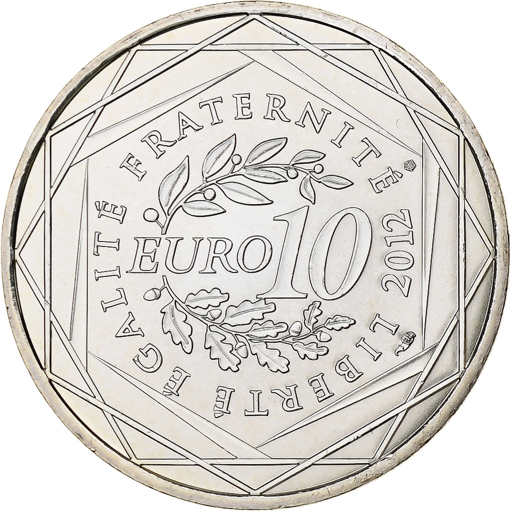 France, 10 Euro, Réunion, 2012, Silver, MS(63), KM:1885