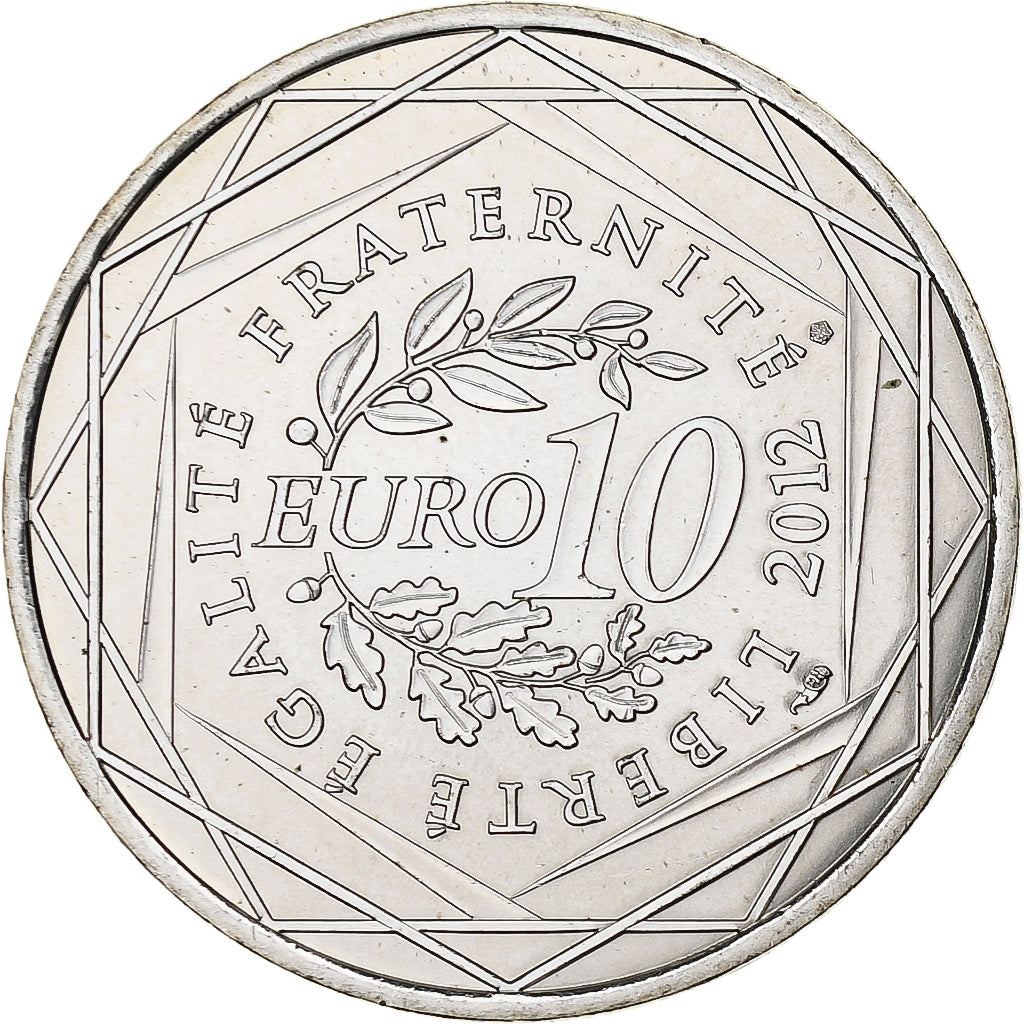 France, 10 Euro, Rhône-Alpes, 2012, Silver, MS(63), KM:1886