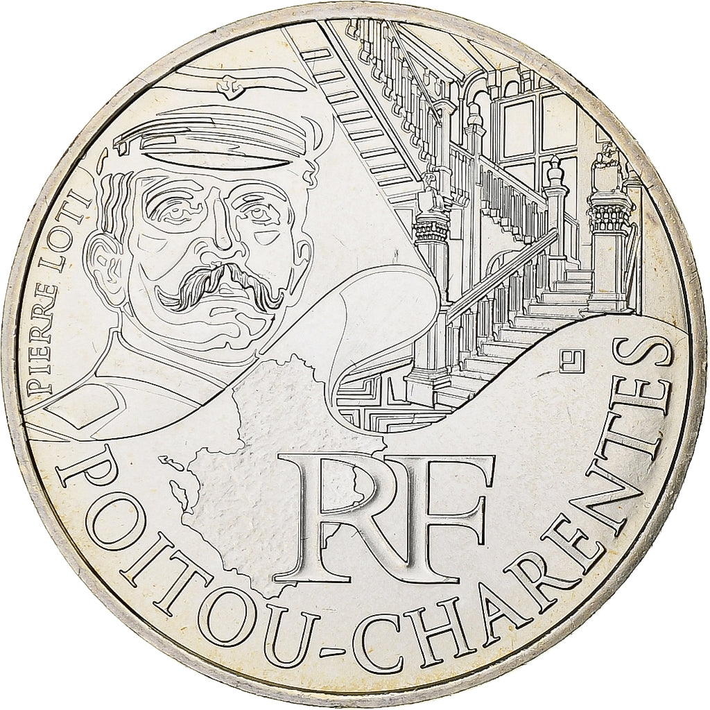 France, 10 Euro, Poitou-Charente, 2012, Silver, MS(63), KM:1883