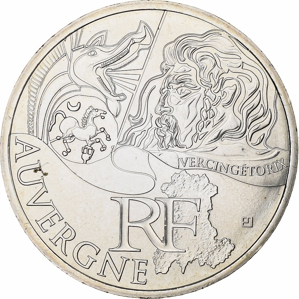 France, 10 Euro, Auvergne, 2012, Silver, MS(63), KM:1864