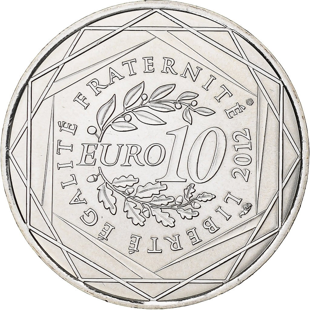 France, 10 Euro, Auvergne, 2012, Silver, MS(63), KM:1864
