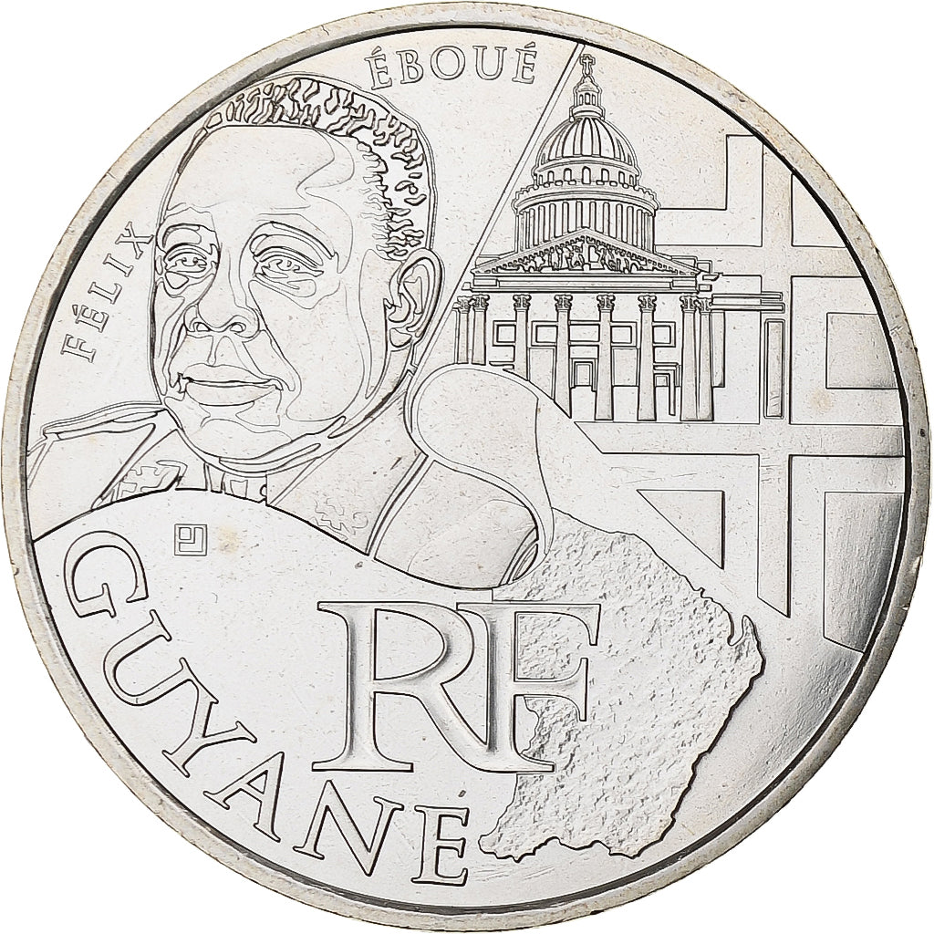 France, 10 Euro, Guyane, 2012, Silver, MS(63), KM:1872