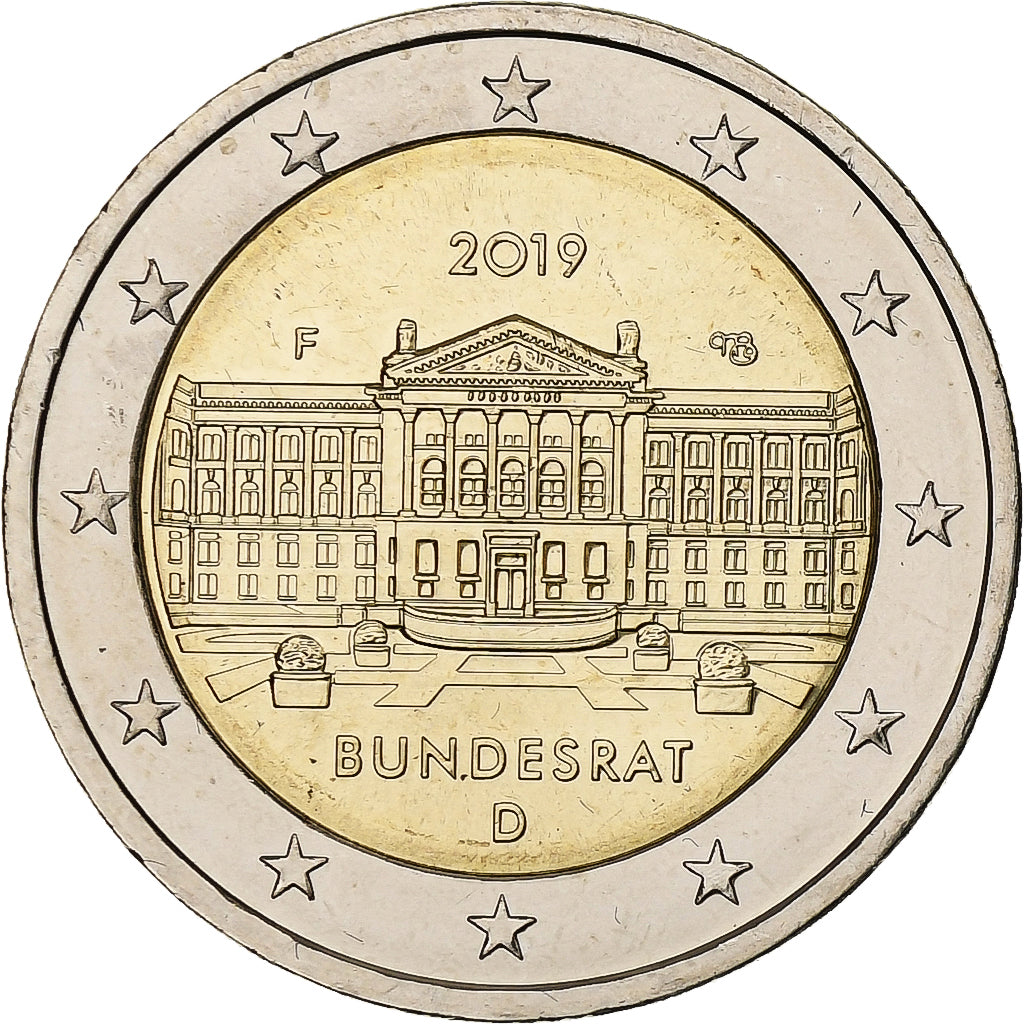 Germania, 2 Euro, Bundesrat, 2019, Stuttgart, Bi-metallico, SPL