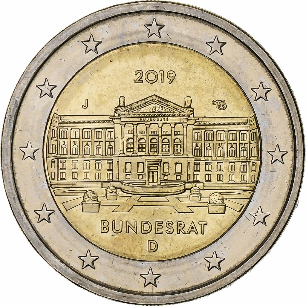 Duitsland, 2 Euro, Bundesrat, 2019, Hamburg, Bi-Metallic, UNC-