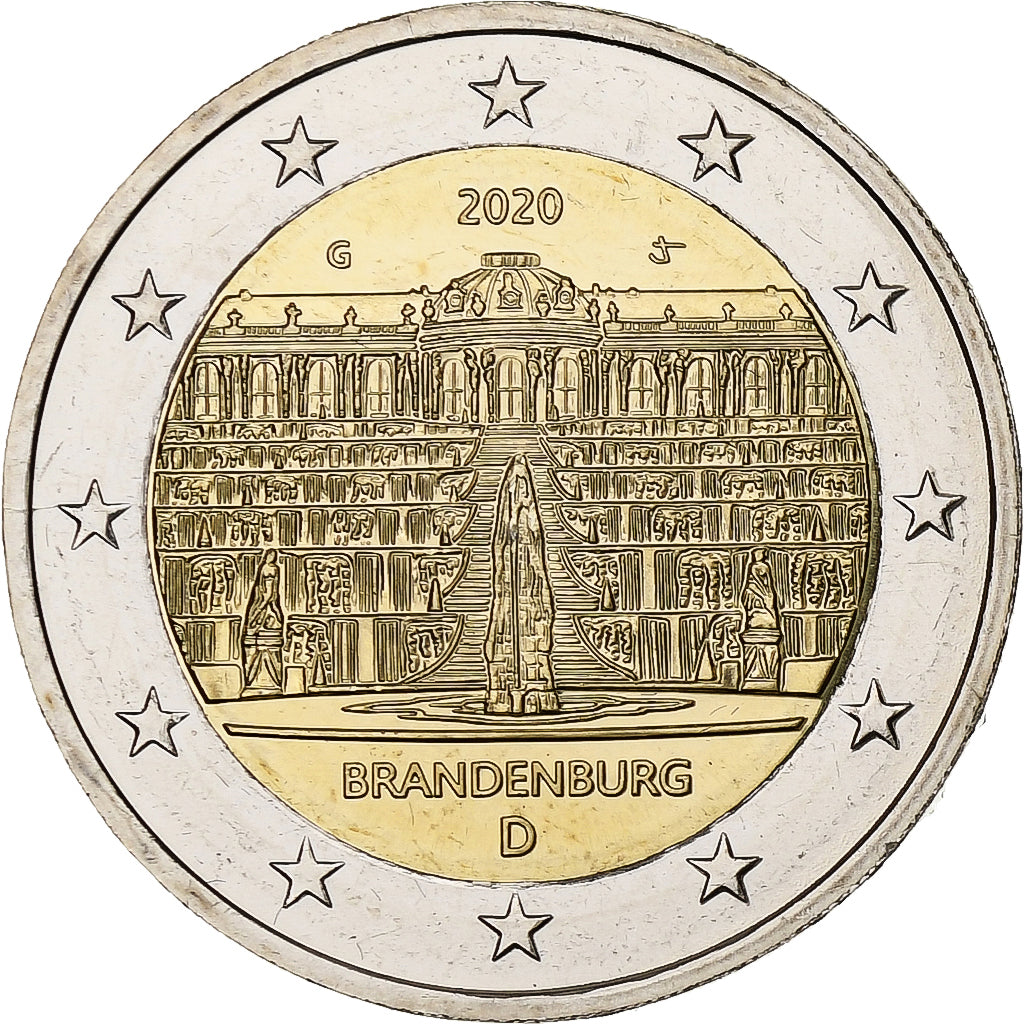 Allemagne, 2 Euro, Brandenburg, 2020, Karlsruhe, Bimétallique, SPL