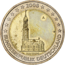 Germany, 2 Euro, Cathédrale de Hambourg, 2008, Berlin, Bi-Metallic, MS(63)