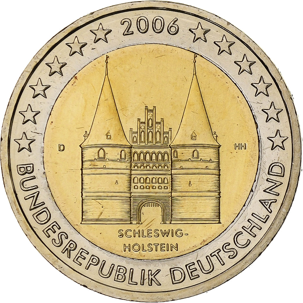 Germania, 2 Euro, Schleswig-Holstein, 2006, Munich, Bi-metallico, SPL, KM:253