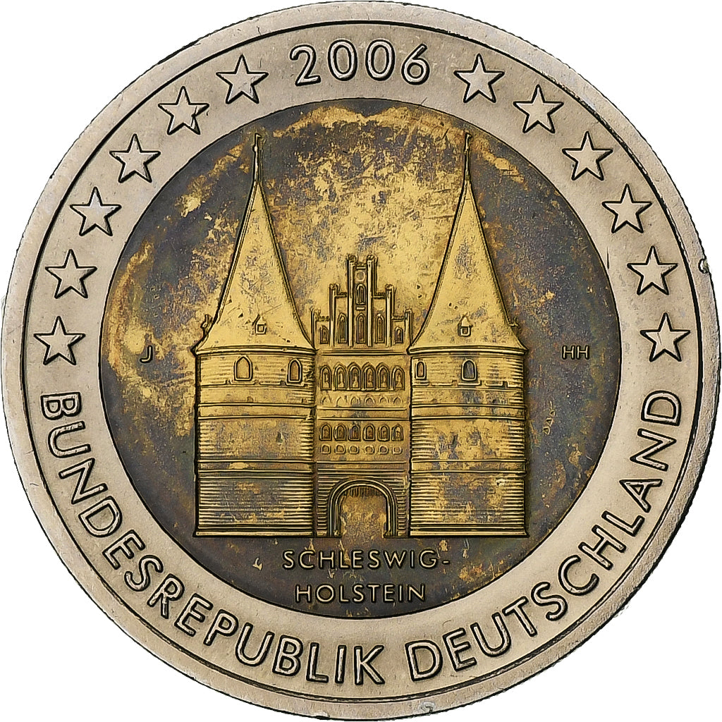 Duitsland, 2 Euro, Schleswig-Holstein, 2006, Hamburg, Bi-Metallic, PR+, KM:253
