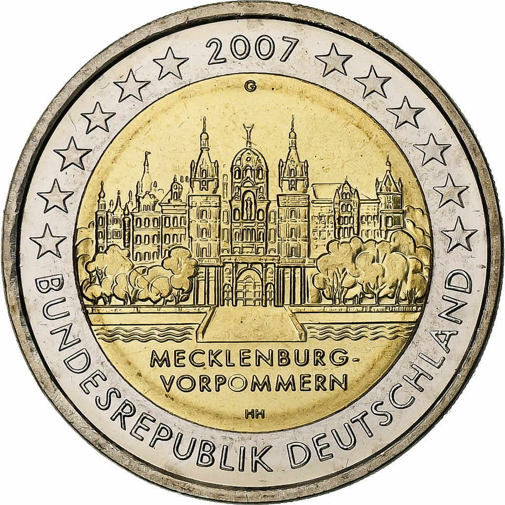 Alemanha, 2 Euro, Mecklenburg-Vorpommern, 2007, Karlsruhe, Bimetálico, MS(63)