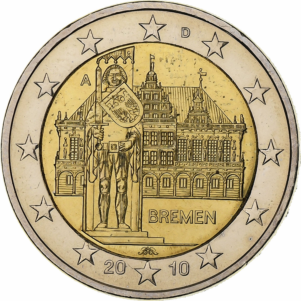 Niemcy, 2 Euro, Bremen, 2010, Berlin, Bimetaliczny, MS(63), KM:285