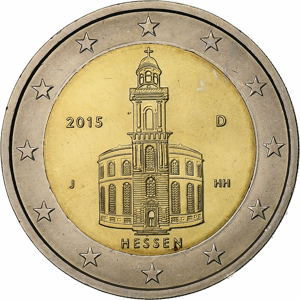 Niemcy, 2 Euro, Hessen, 2015, Hamburg, Bimetaliczny, MS(63)