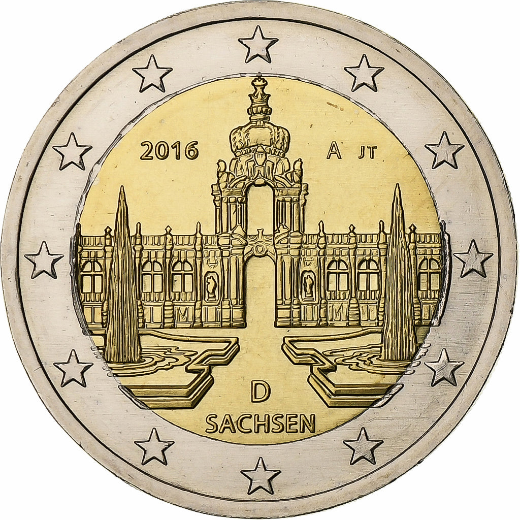 Alemanha, 2 Euro, Sachsen, 2016, Berlin, Bimetálico, MS(63)