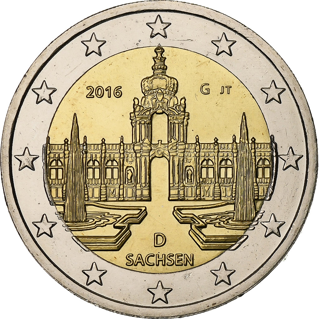 Germany, 2 Euro, Sachsen, 2016, Karlsruhe, Bi-Metallic, MS(63)