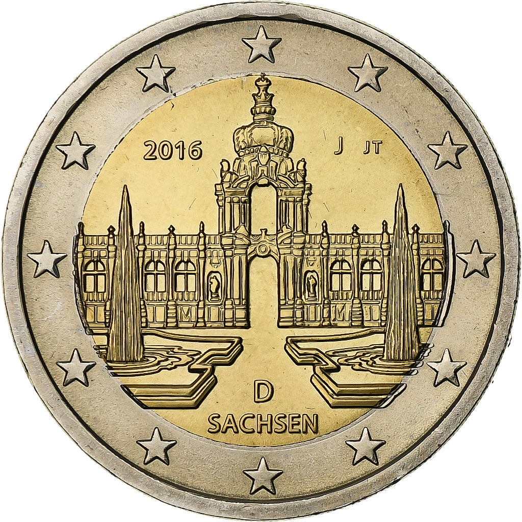 Niemcy, 2 Euro, Sachsen, 2016, Hamburg, Bimetaliczny, MS(63)