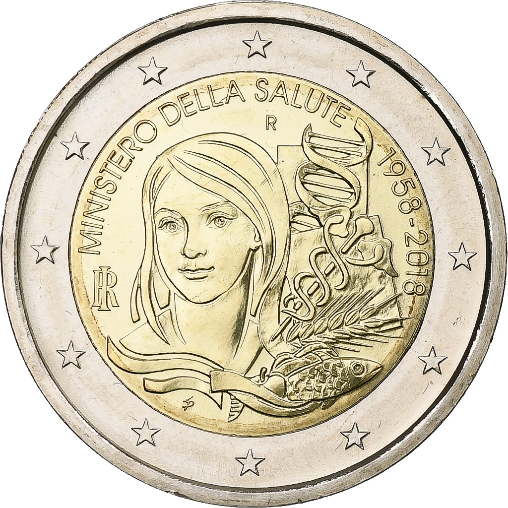 Włochy, 2 Euro, 60ème anniversaire du Ministère de la santé, 2018, Rome