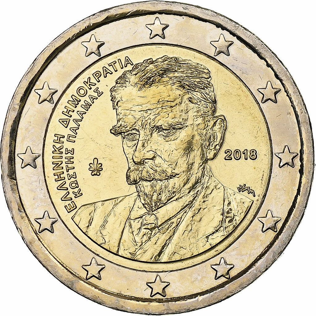 Grèce, 2 Euro, Kostis Palamas, 2018, Athènes, Bimétallique, SPL