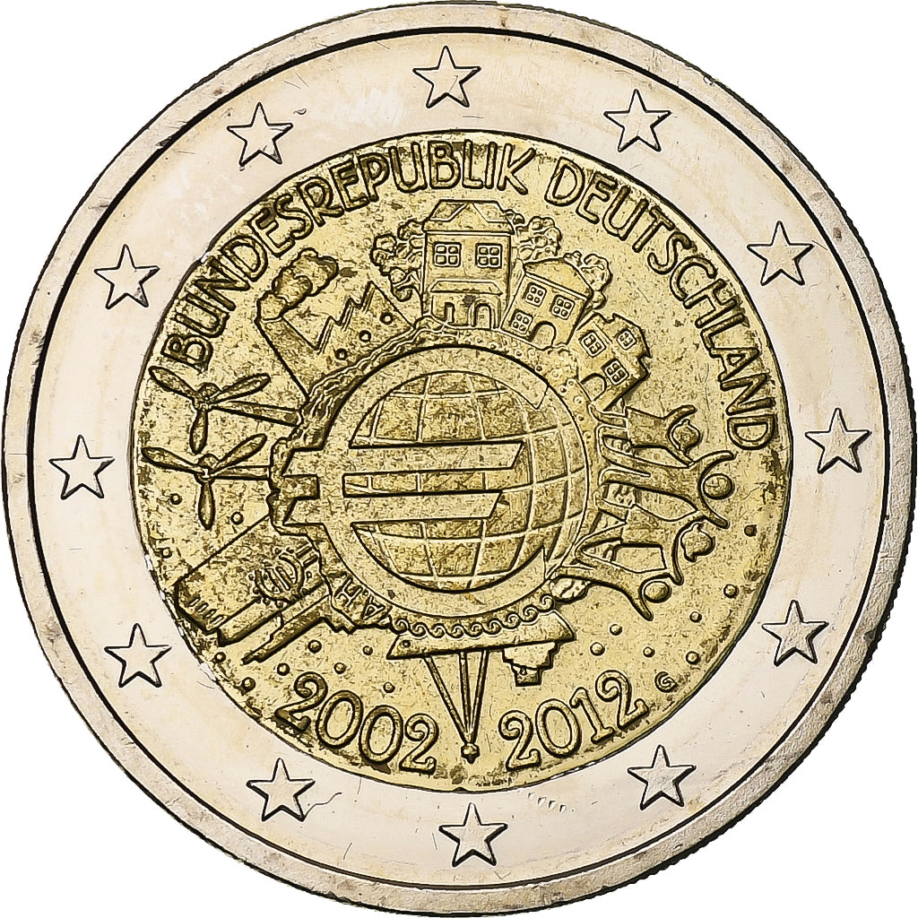 Alemanha, 2 Euro, Introduction de l'euro, 2012, Karlsruhe, Bimetálico, MS(63)