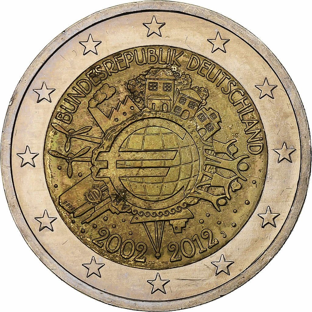 Alemanha, 2 Euro, Introduction de l'euro, 2012, Hamburg, Bimetálico, MS(63)