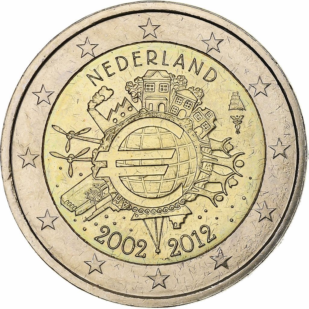 Nederland, Beatrix, 2 Euro, Introduction de l'euro, 2012, Utrecht, Bi-Metallic