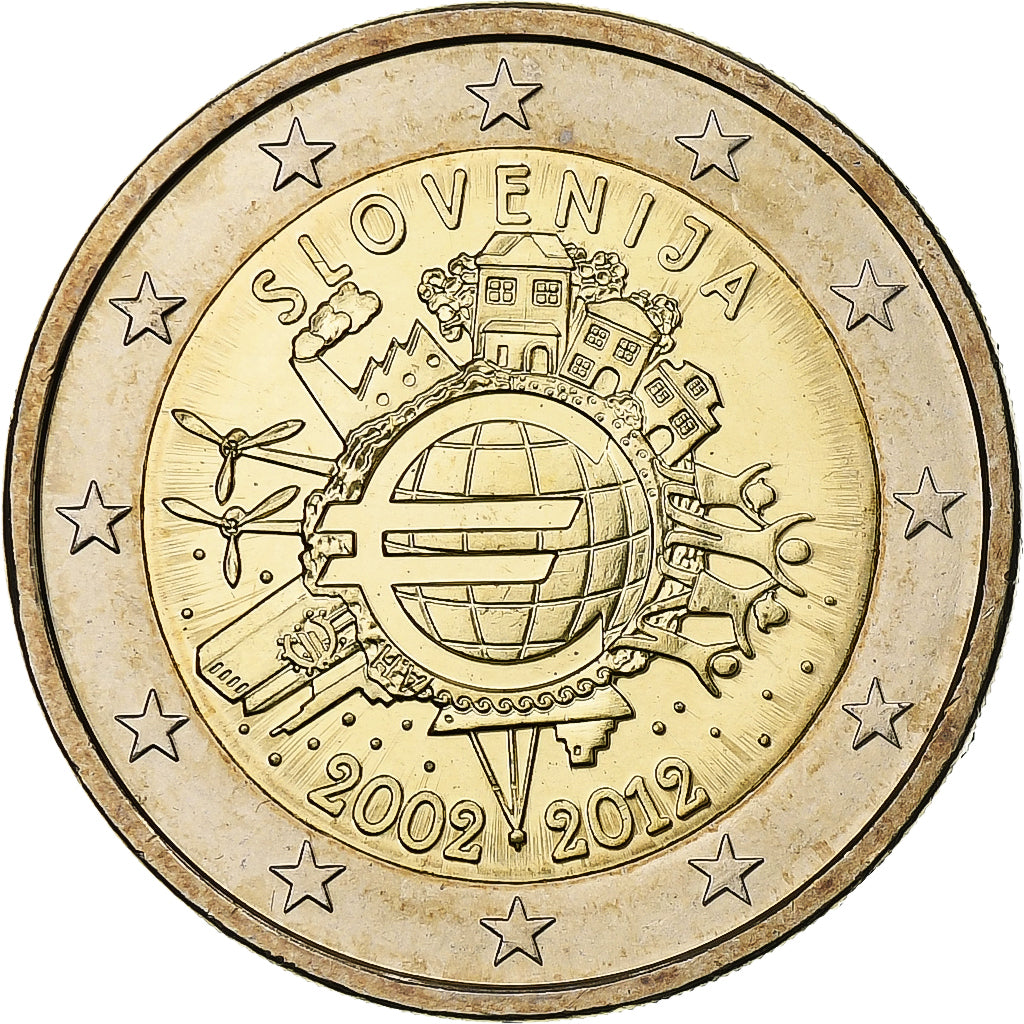 Eslovenia, 2 Euro, Introduction de l'euro, 2012, Kremnica, Bimetálico, SC