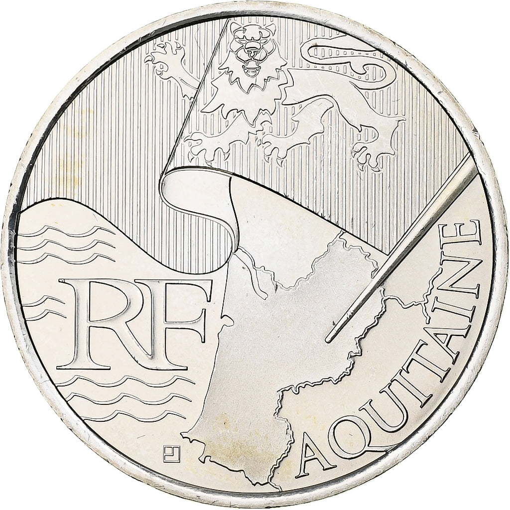 Frankrijk, 10 Euro, Euros des régions, Aquitaine, 2010, Zilver, UNC-, KM:1645