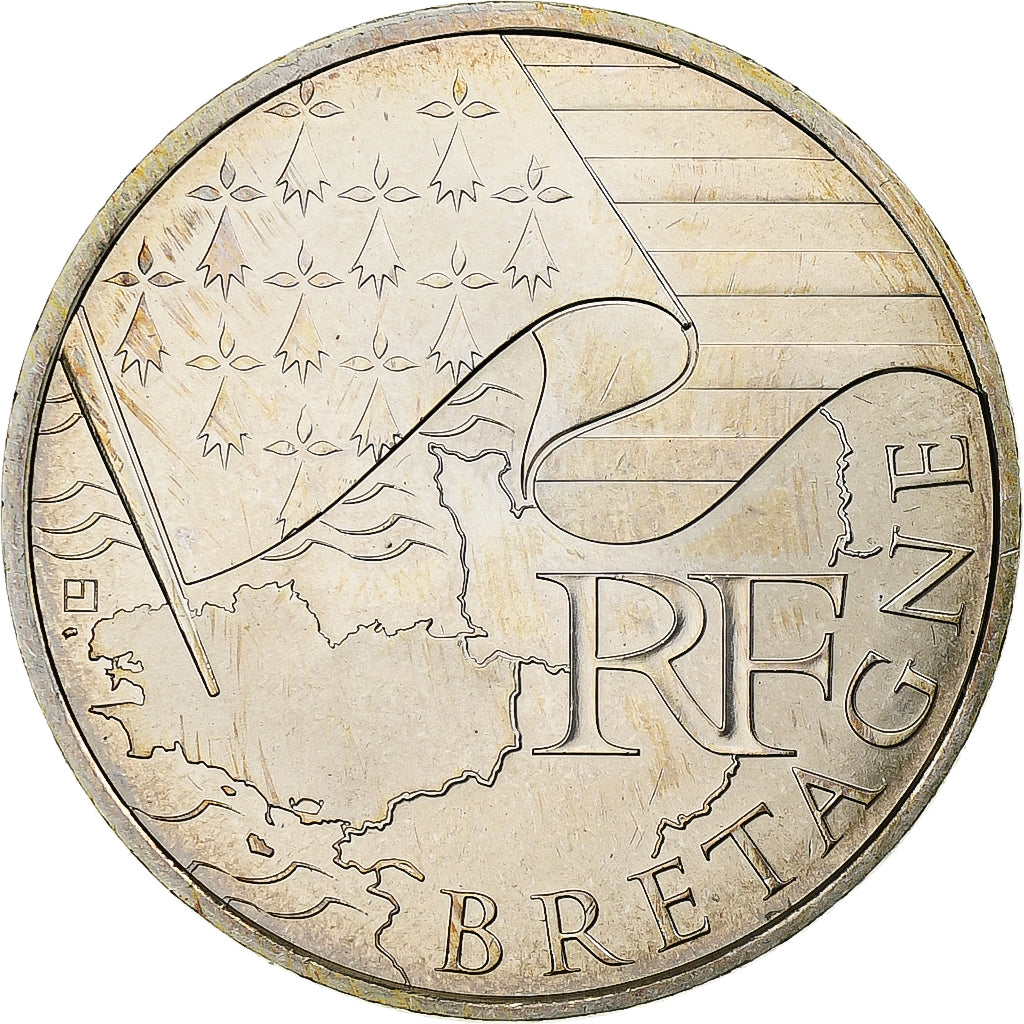 France, 10 Euro, Euros des régions, Bretagne, 2010, Silver, MS(63), KM:1648
