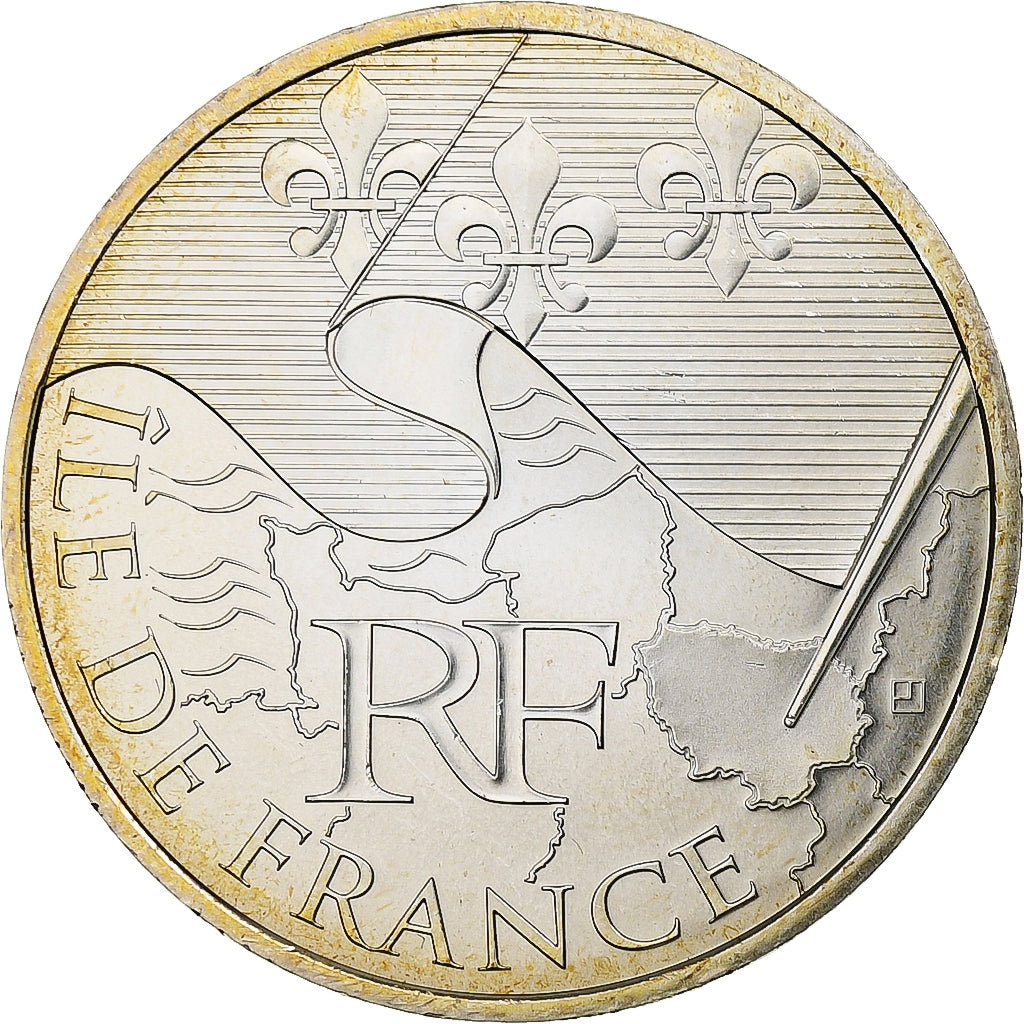 France, 10 Euro, Euros des régions, Ile De France, 2010, Silver, MS(63)