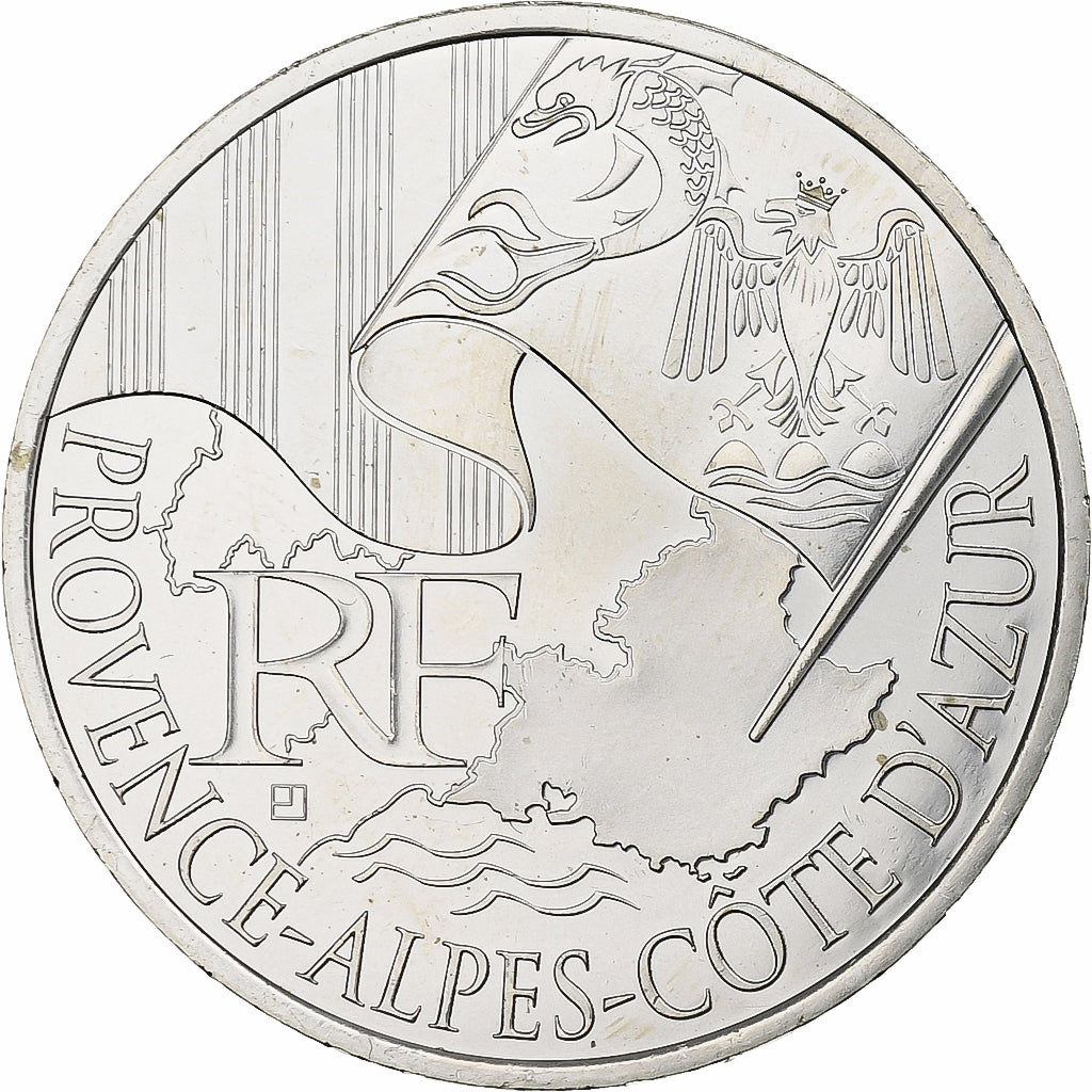 France, 10 Euro, Euros des régions, Provence Alpes Côte d'Azur, 2010, Silver