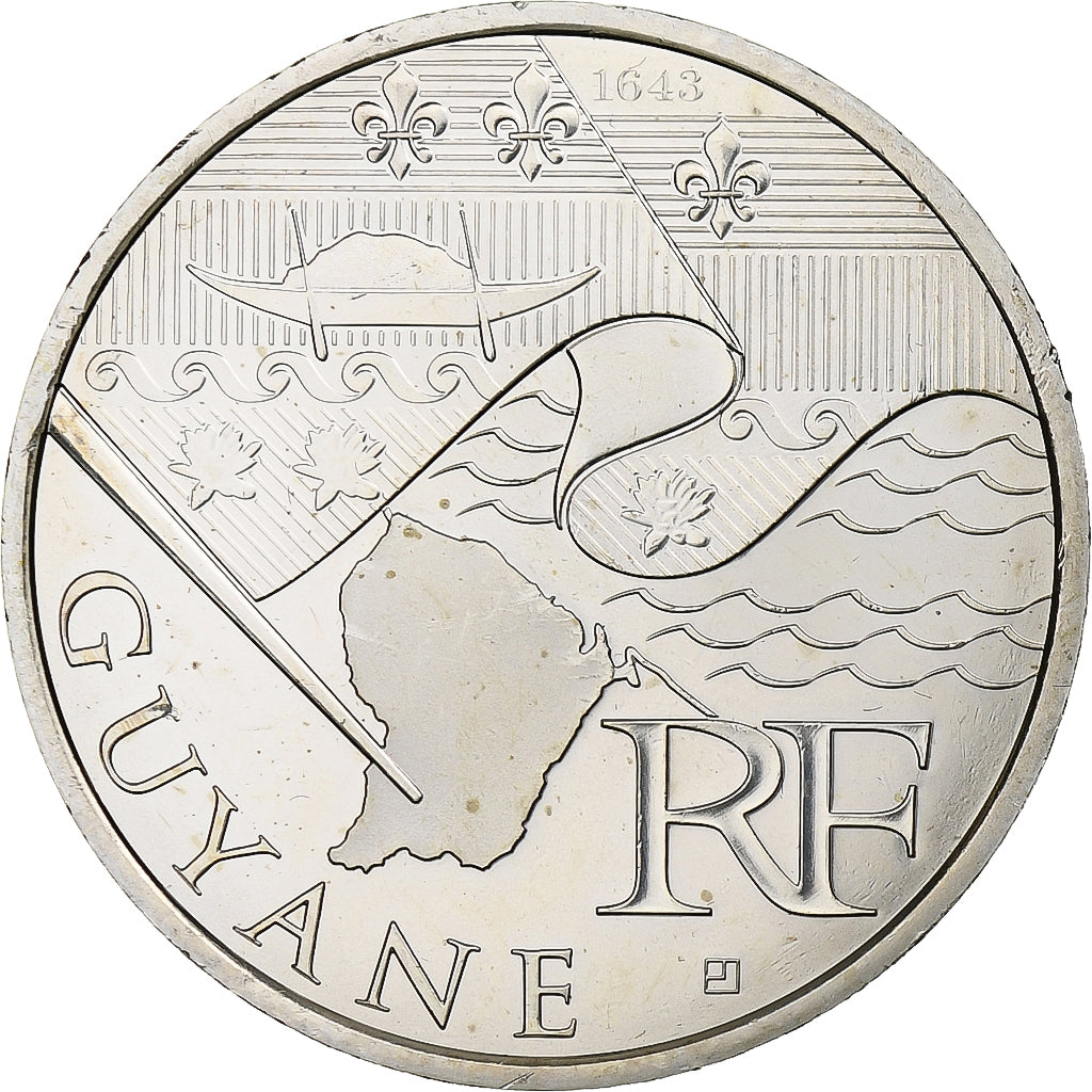 France, 10 Euro, Euros des régions, Guyane, 2010, Silver, MS(63), KM:1654