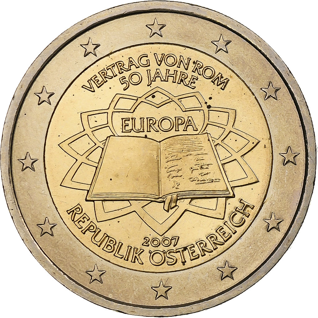 Austria, 2 Euro, Traité de Rome, 2007, Vienna, Bimetálico, SC